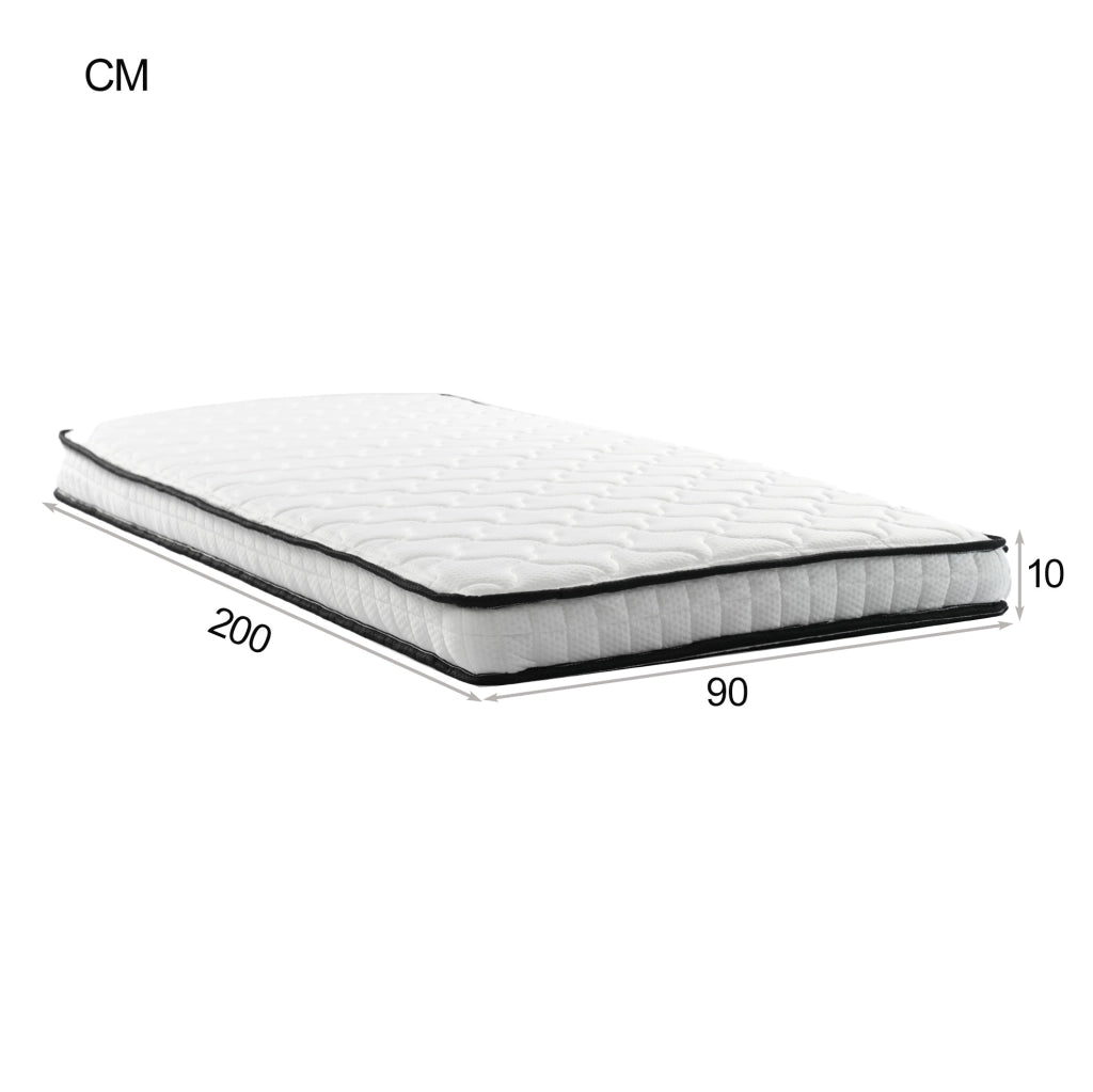 Materasso a molle insacchettate 90x200 cm alto 10 cm; bianco