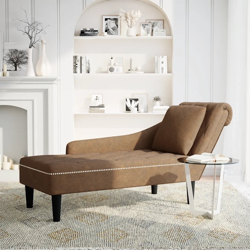 Sdraio con Cuscino e Bracciolo Destro in Similpelle Marrone 4009780