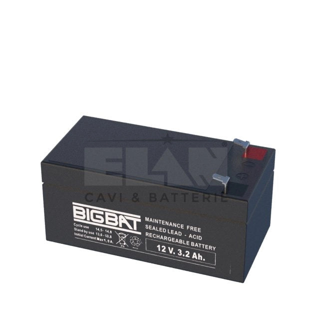 BATTERIA ELAN BIGBAT AL PIOMBO 12V 3,2Ah 01203 CONFEZIONE 10 PEZZI