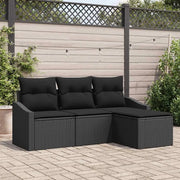 Set di divani con cuscino 4 pcs Nero polyrattan 3346673