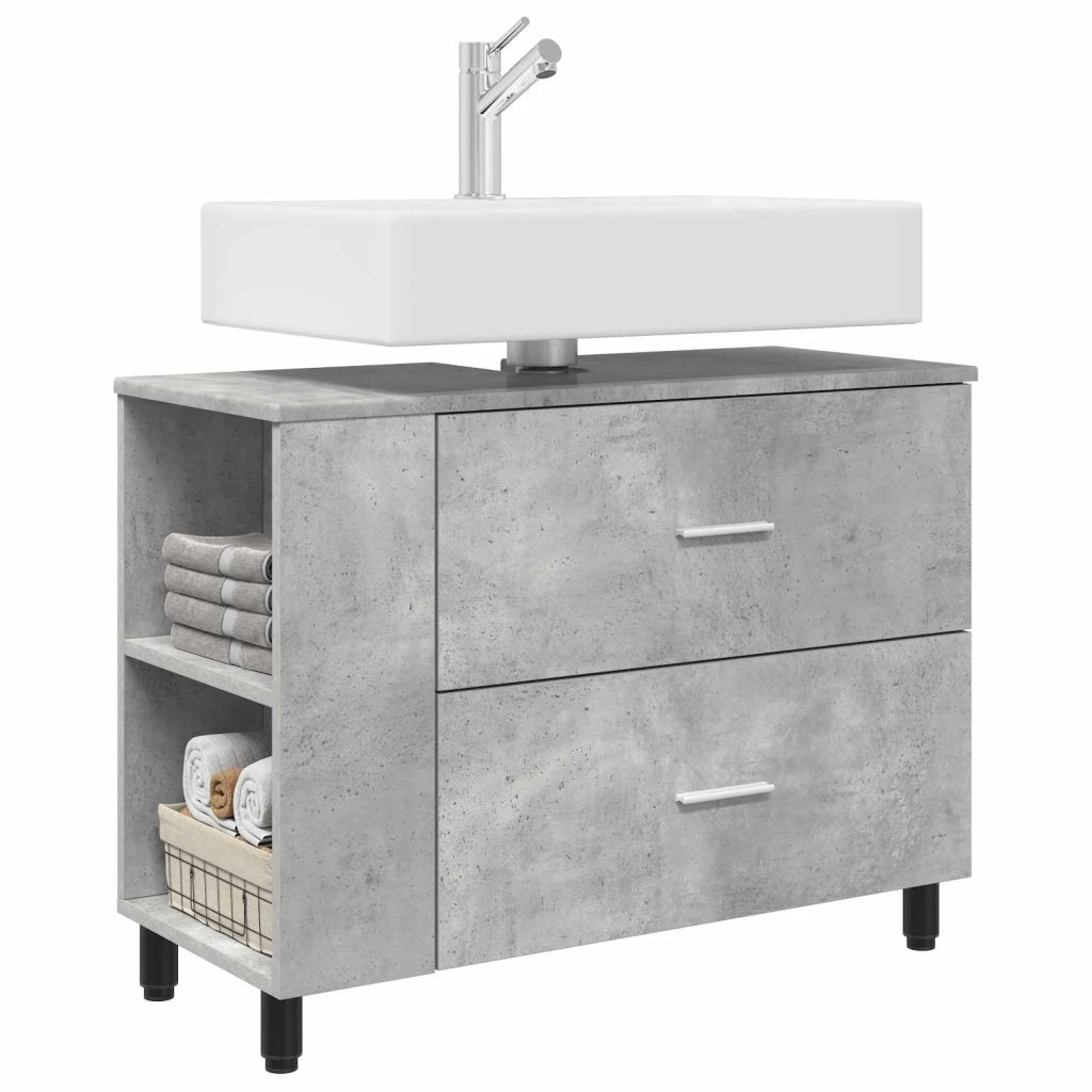 Mobiletto da bagno Grigio Cemento 80 x 35 x 60 cm 889388