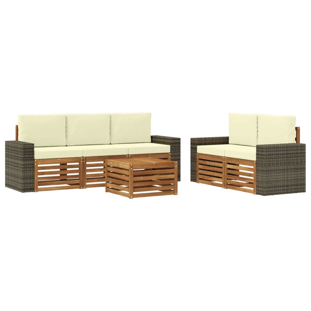 Set di divani da esterno 6 pz Naturale e Crema 3384036