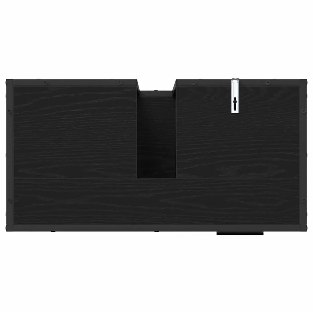 Set di mobili per il Bagno | Armadio da bagno 3 pz Rovere Nero Legno multistrato