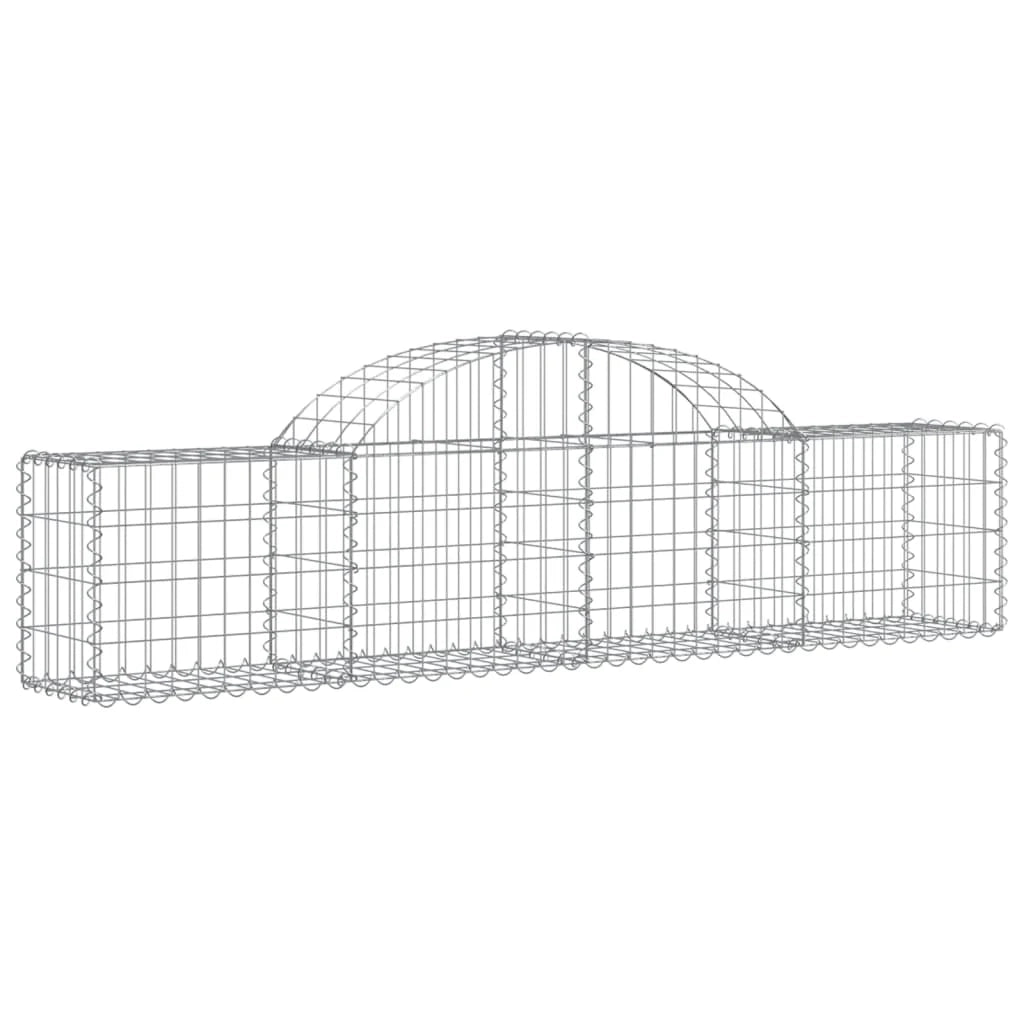 Cestini gabbioni recinzione a gabbia muro di contenimento ad arco 3 pezzi 200 x 30 x 40/60 cm ferro zincato argento 02_0040737