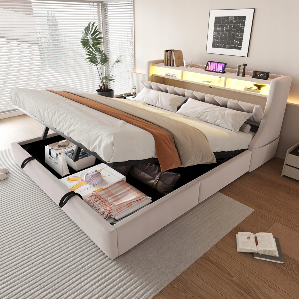 Letto imbottito matrimoniale - Xylo - 180x200 - Grigio - Base idraulica