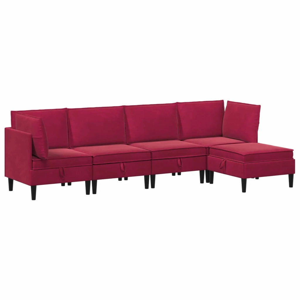 Set di mobili per il soggiorno 5 pcs Rosso Vino Velluto 3413751