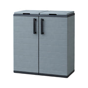 ARMADIO PATTUMIERA BASSO IN PLASTICA 2 SCOMPARTI DIMENSIONI 68X37X H 84 CM 200 LT