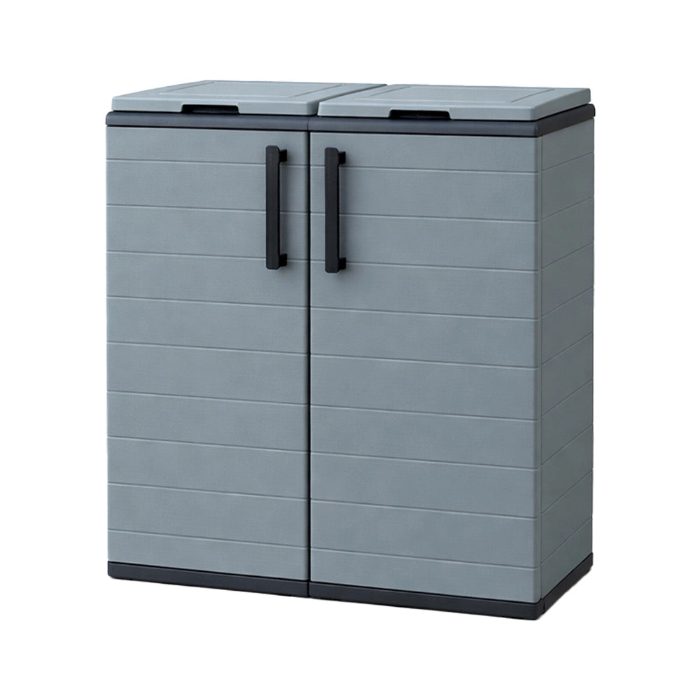 ARMADIO PATTUMIERA BASSO IN PLASTICA 2 SCOMPARTI DIMENSIONI 68X37X H 84 CM 200 LT