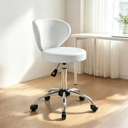 SGABELLO GIREVOLE CON RUOTE 45x54x73-88 cm PU Bianco