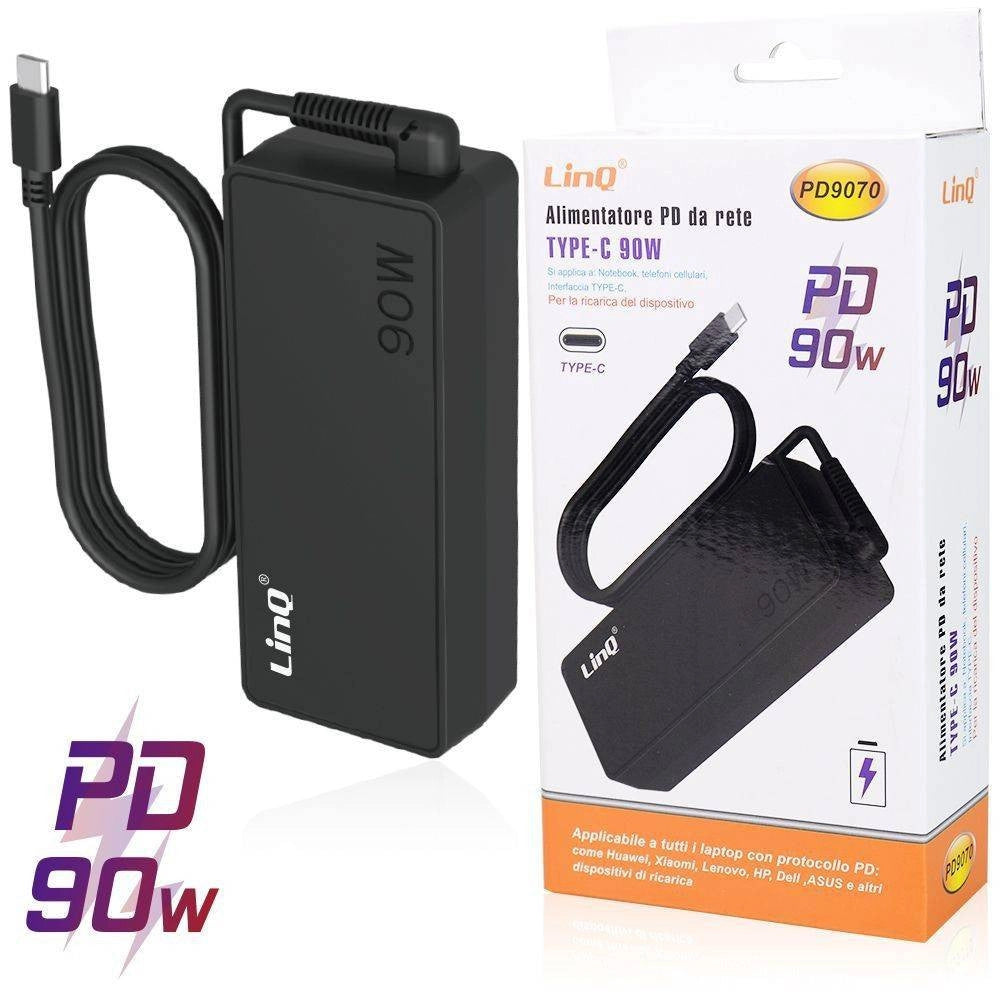 Trade Shop - Alimentatore Caricabatterie Pd Da Rete 90w Type-c Per Notebook Smartphone Pd9070 -