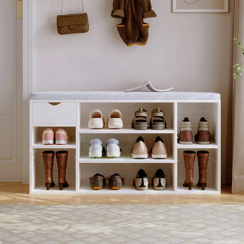 ARMADIETTO PER SCARPE CON SEDUTA LOFT BIANCO PANCA INGRESSO MODERNO 100 CM