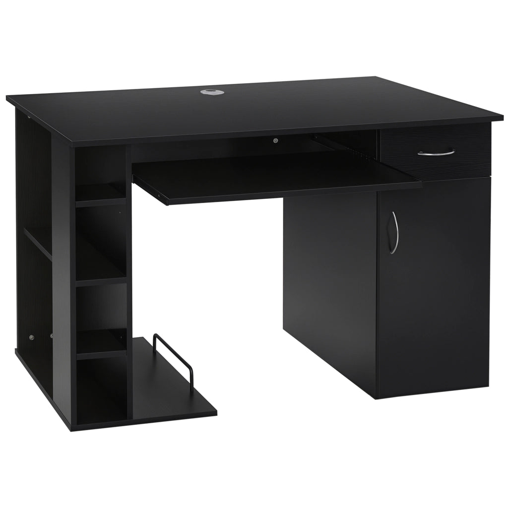 Scrivania per computer con cassetto e ripiano ¨C Minimal ¨C Nero 120x60x74 cm