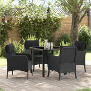 Set da Pranzo per Giardino con cuscino 5 pcs Nero polyrattan 3380149