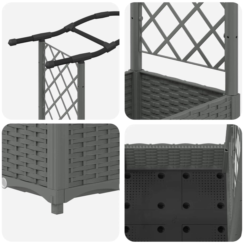 Letto Rialzato con Griglia e Tetto Grigio chiaro PP 42032575