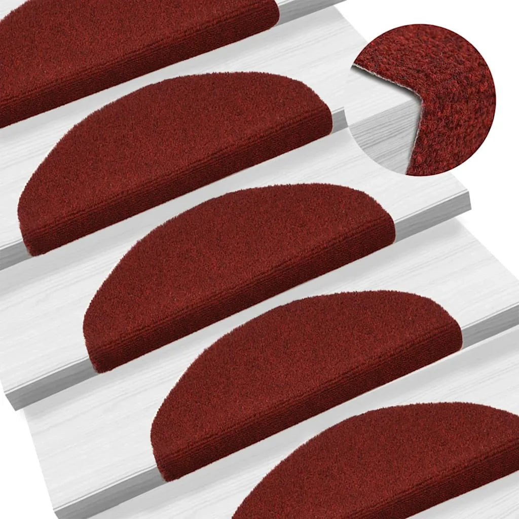 Tappetini per scale autoadesivi 5 pz | Gradini per Scale 65x21x4 cm Bordeaux Rosso Semicircolari Grandi