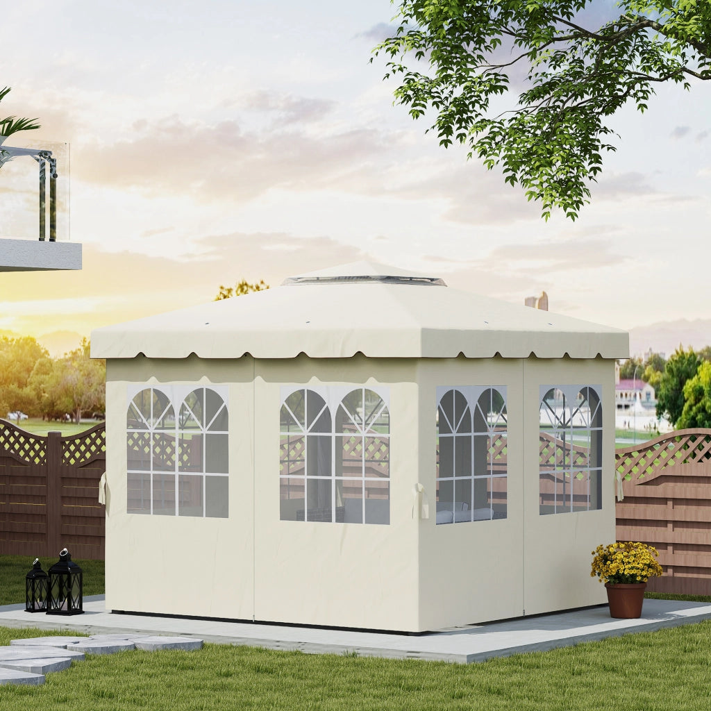 Pergola 3x3 m con Finestre e Tende Regolabili ¨C Minimal ¨C Beige