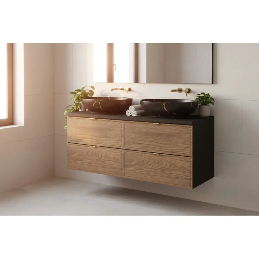 Set da bagno SAVIA: mobile sottolavabo 120cm + piano lavabo