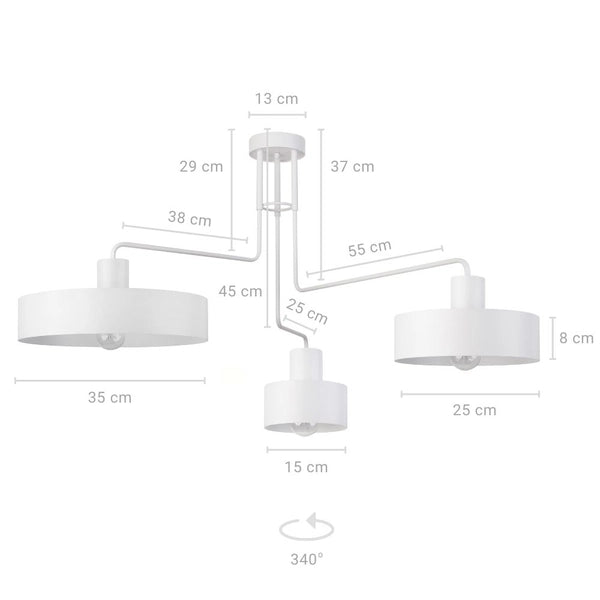 Plafoniera Sigma Vasco bianca 3 luci E27 minimal moderna