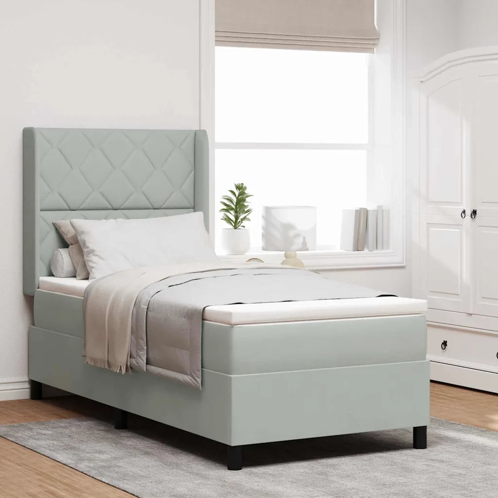 Letto a molle con materasso Grigio chiaro 90 x 200 cm Velluto