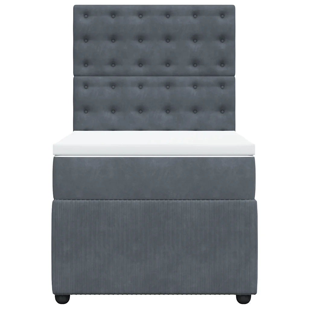 Giroletto a Molle con Materasso Grigio Scuro 80x200 cm Velluto