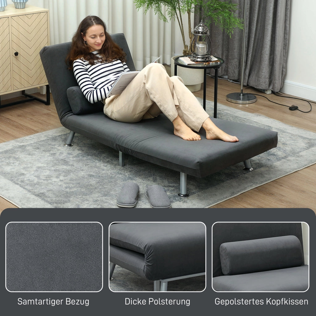 Poltrona Letto Reclinabile ¨C Xylo ¨C Tessuto Velluto Grigio Scuro 75x70x75 cm