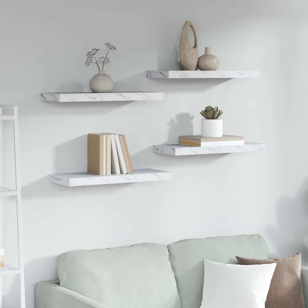 Scaffale da parete 4 pcs Marmo Bianco 60 x 23 x 4 cm 42019970