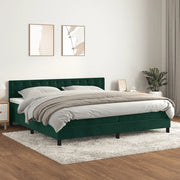 Giroletto a Molle con Materasso Verde Scuro 200x200 cm Velluto 3141566