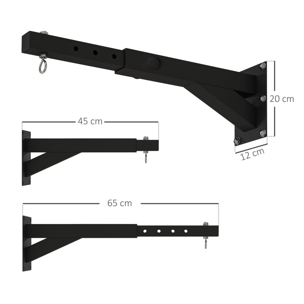 Portasacco da boxe a muro con catene e gancio regolabile ¨C Minimal ¨C Nero 45-65 cm