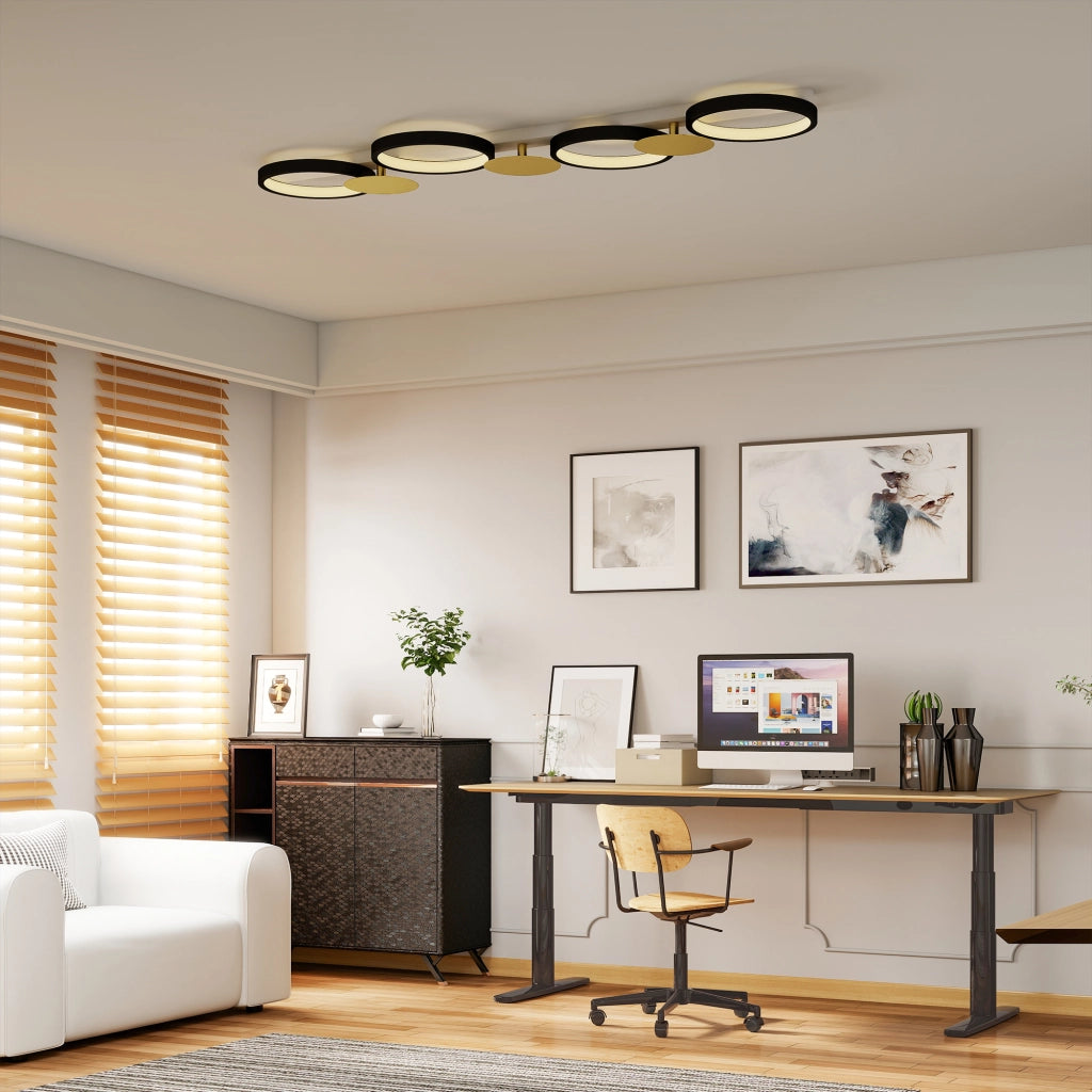 Plafoniera LED 38W 1500LM ¨C Xylo ¨C Dimmerabile 3000K-6500K con Telecomando Nero Oro