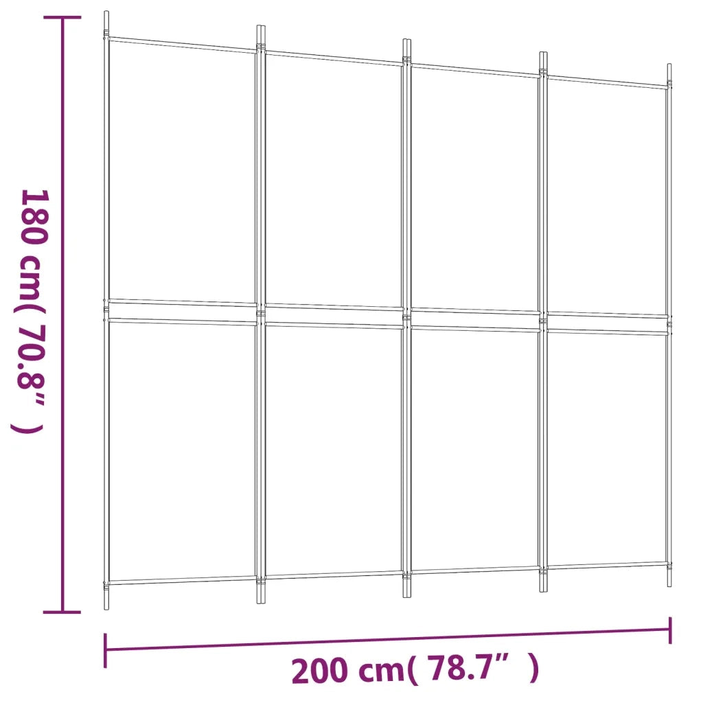 Divisorio Ambienti | Divider per stanze | Paravento a 4 Pannelli Antracite 200x180 cm Tessuto