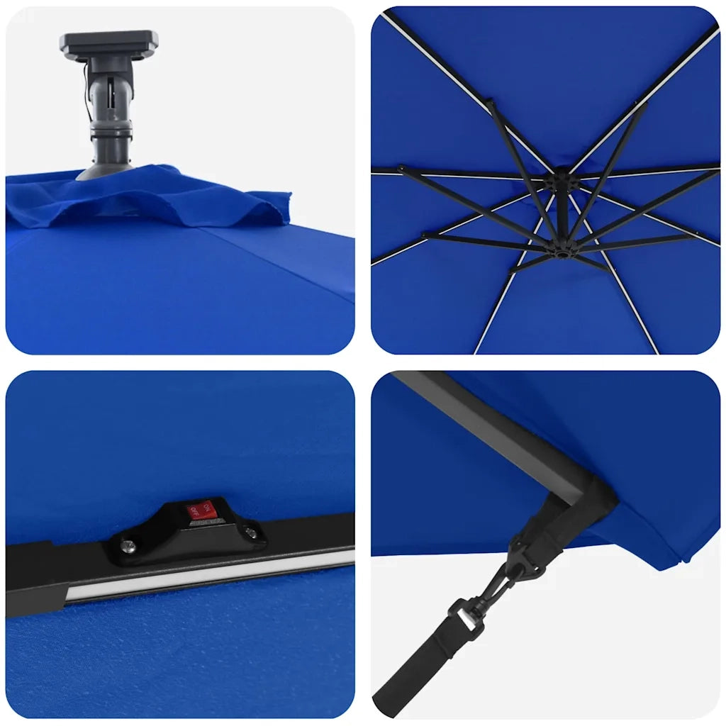 Ombrello | Parasolne Azzurro 294 x 294 x 248 cm Poliestere e Alluminio