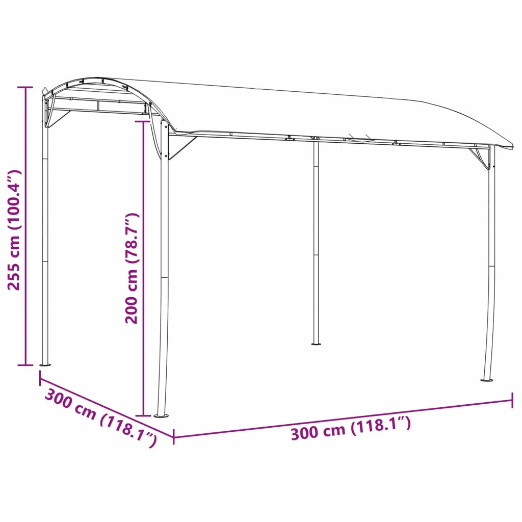 Gazebo 3 x 3 x 2,55 m Verde Tessuto e Alluminio 180 42030534