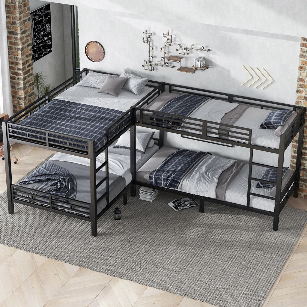 Letto a castello 90x200 e 140x200 - Xylo - Nero, metallo