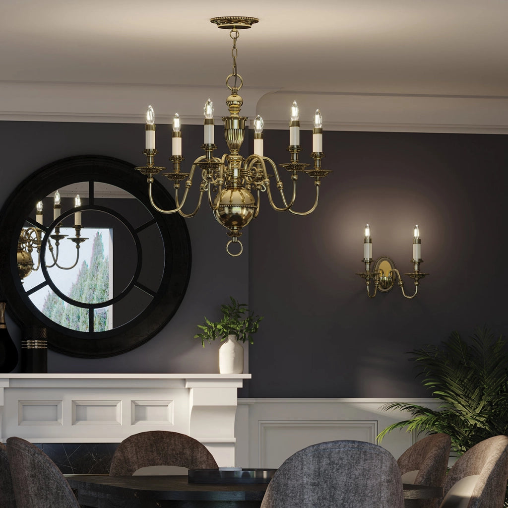 Lampadario Cambridge ottone ossidato 6xE14 Hinkley