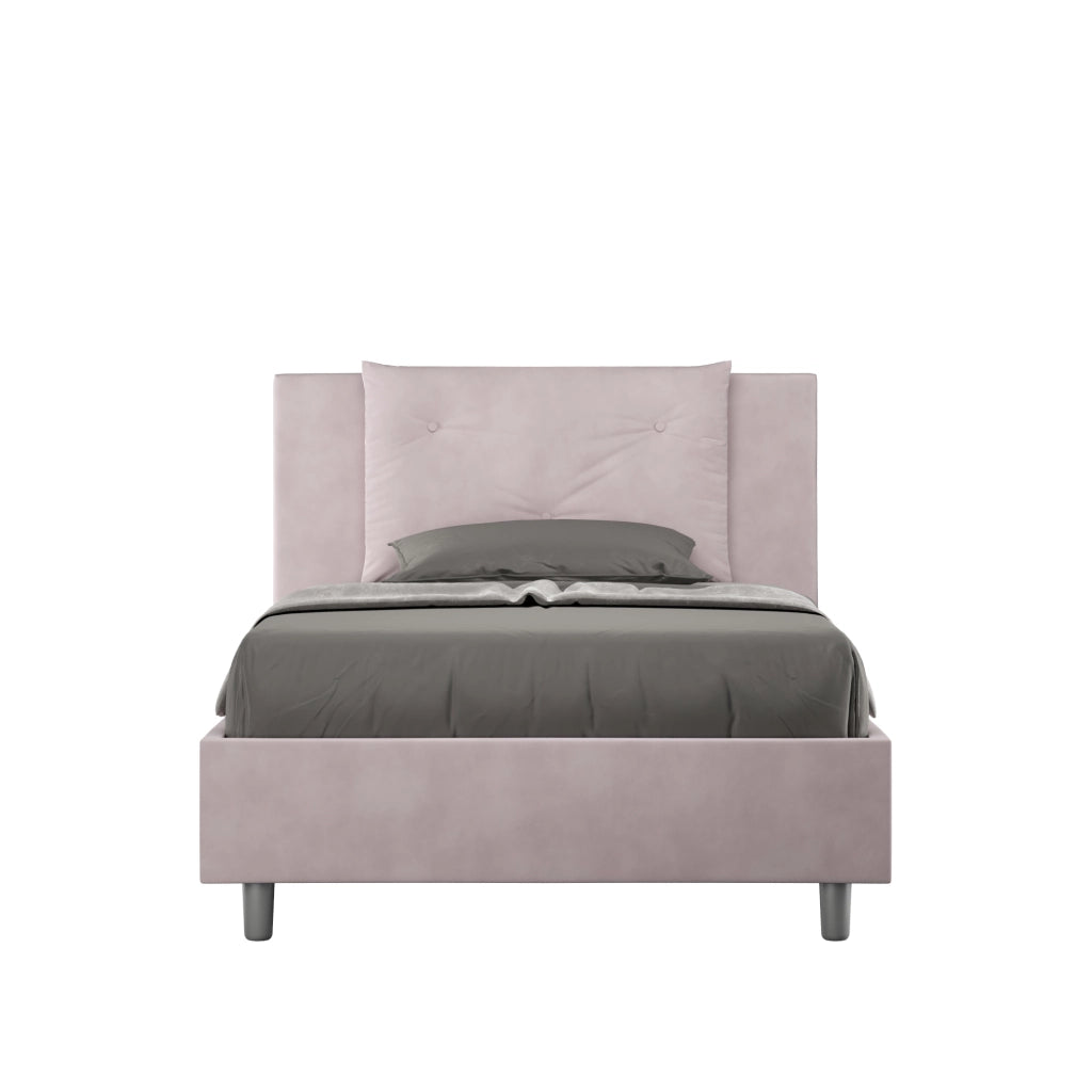 BS COM Letto singolo senza rete imbottito 100x210 microfibra glicine