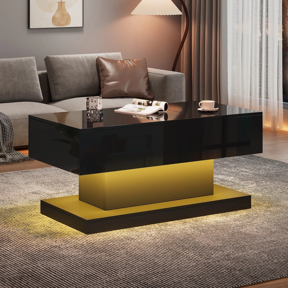 Tavolino da Caff¨¨ con LED e Piano Sollevabile ¨C MINIMAL ¨C 100x50x45 cm