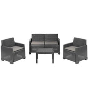 MAURY'S SET DA GIARDINO ANGELA CON EFFETTO RATTAN CON CUSCINI IN COLORE ANTRACITE