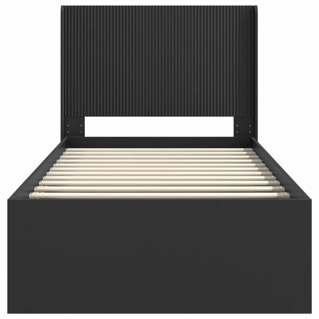 Struttura del letto con stoccaggio e testata Nero 75 x 190 cm 3413910