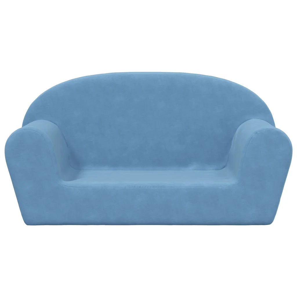 Divano per Bambini a 2 Posti Blu in Morbido Peluche 356990