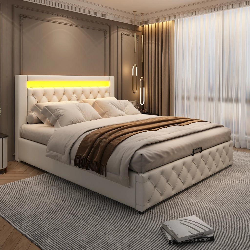 letto imbottito pu bianco 142 x 207 cm