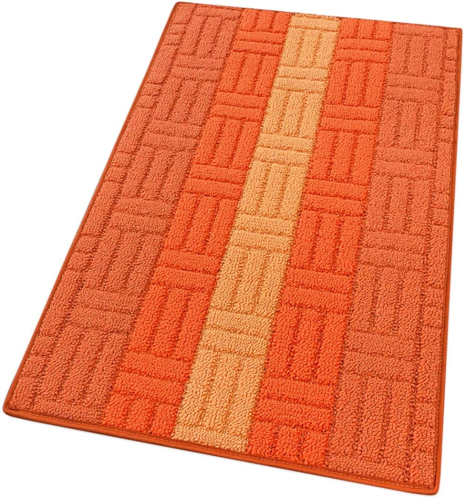 Tappeto Cucina Tessitura 3D Arancione Bordato Assorbente Antiscivolo 57x40 cm