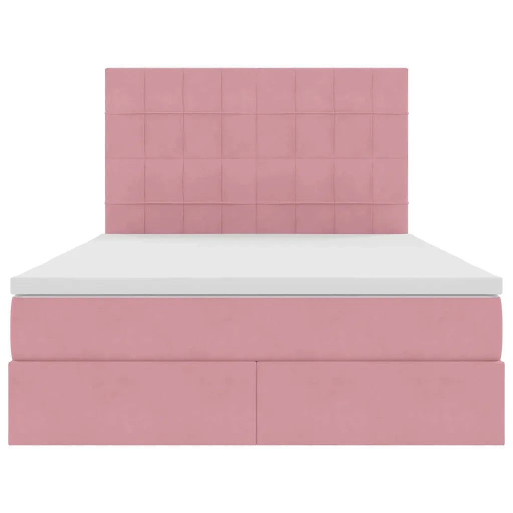 Letto con contenitore e materasso Rosa 140 x 200 cm Velluto 3372038