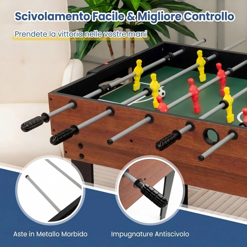 4 in 1 Tavolo Multigioco, Calcio Balilla/Tavolo da Biliardo/Ping Pong/Air Hockey, Calcetto Multigioco Impilabile per Casa Feste Bar, 125x97x83 cm