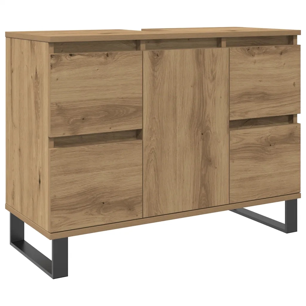 Mobiletto da Bagno Rovere Artigianale 80x33x60 cm in Truciolato 857239