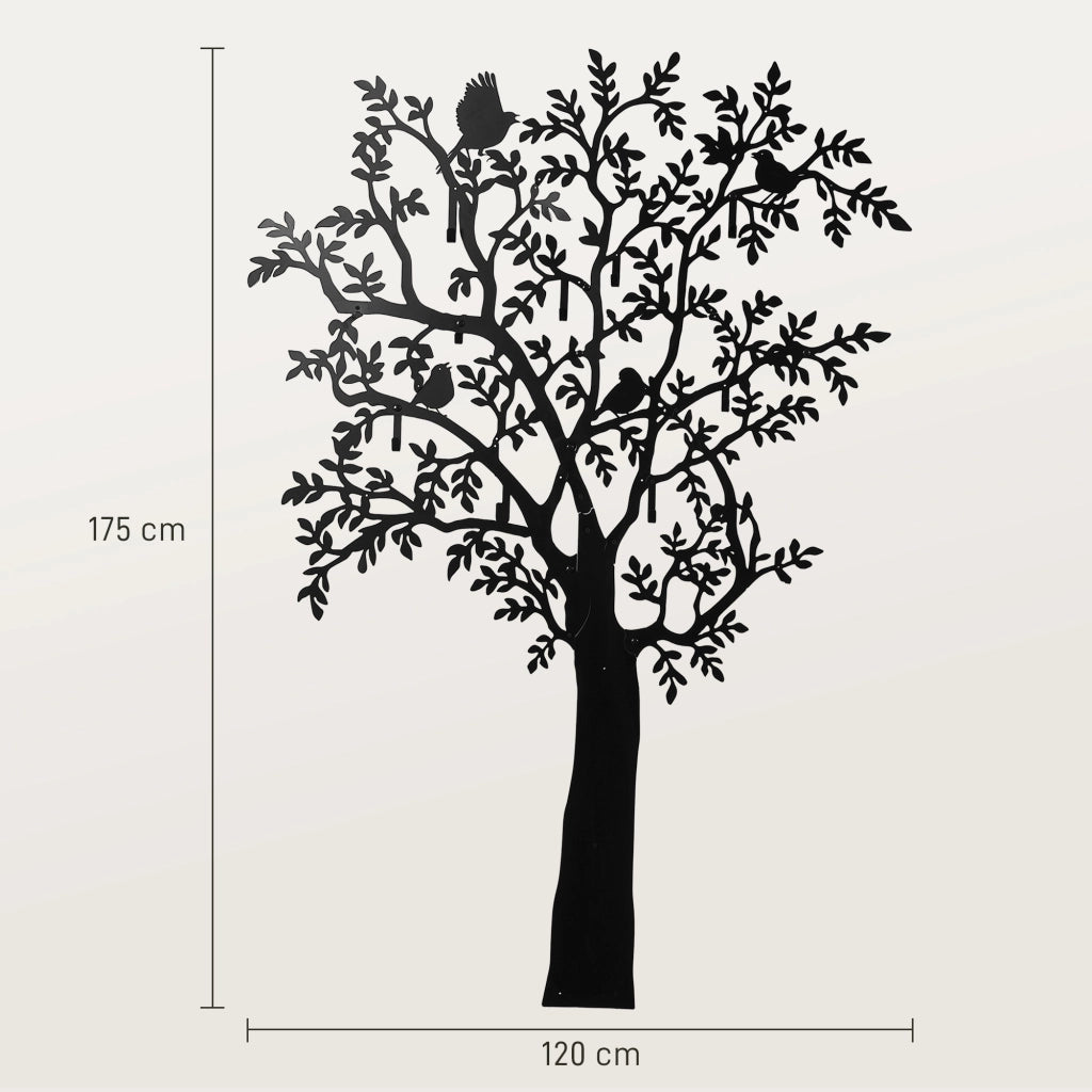 Attaccapanni da parete con design albero e uccelli ¨C Minimal ¨C Nero