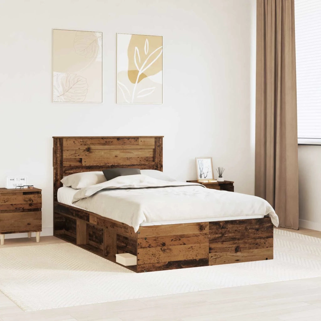 Letto matrimoniale | Letto per adulti | Struttura del letto Legno vecchio 120 x 190 cm Pino massello
