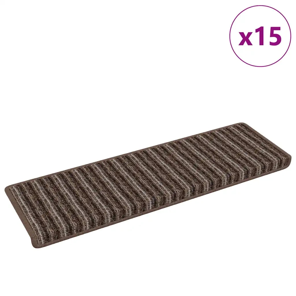 Tappetini per scale autoadesivi 15 pz | Gradini per Scale Marrone 65 x 21 x 4 cm