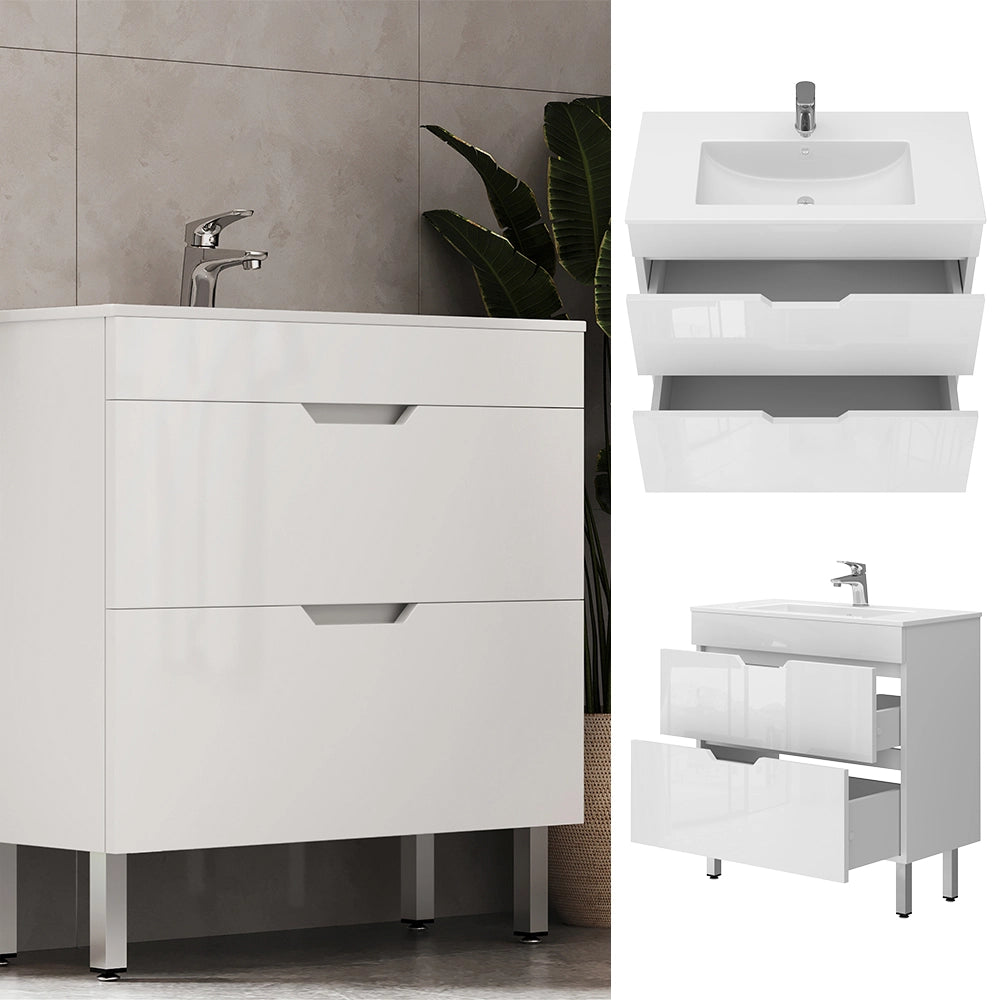 Vicco Set di mobili da bagno Bianco 2 parti, mobile base 80 cm