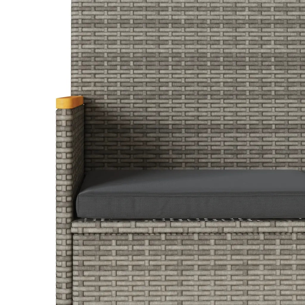 Panca da Giardino a 2 Posti Cuscini e Tavolo Grigia Polyrattan 365440
