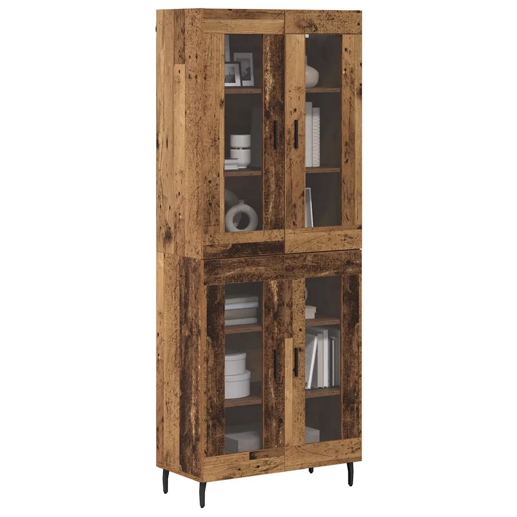Credenza 2 pcs Legno vecchio Legno Stratificato e Vetro 3403180